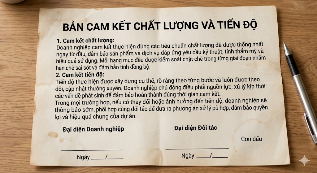 Cam kết chất lượng và tiến độ