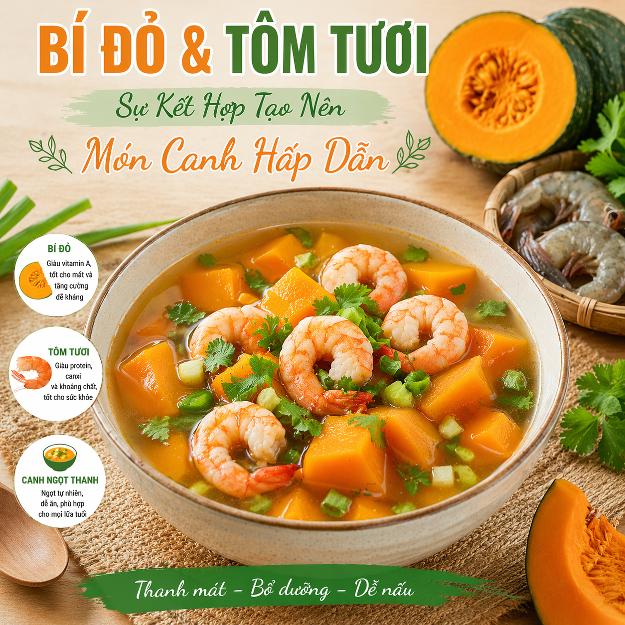 Bí Đỏ Và Tôm Tươi – Sự Kết Hợp Tạo Nên Món Canh Hấp Dẫn