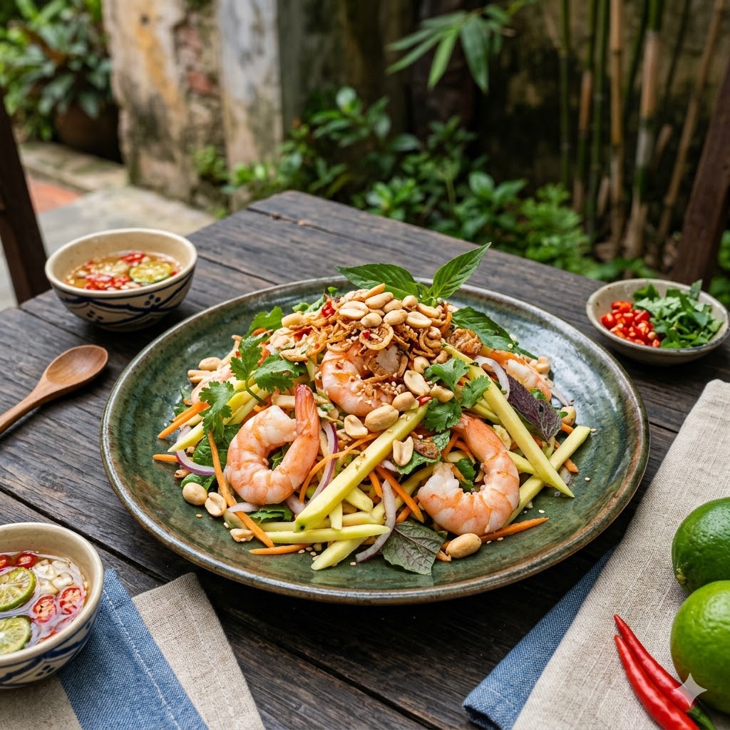 Gỏi Tôm Tươi Trộn Xoài – Món Khai Vị Giòn Ngon Hấp Dẫn